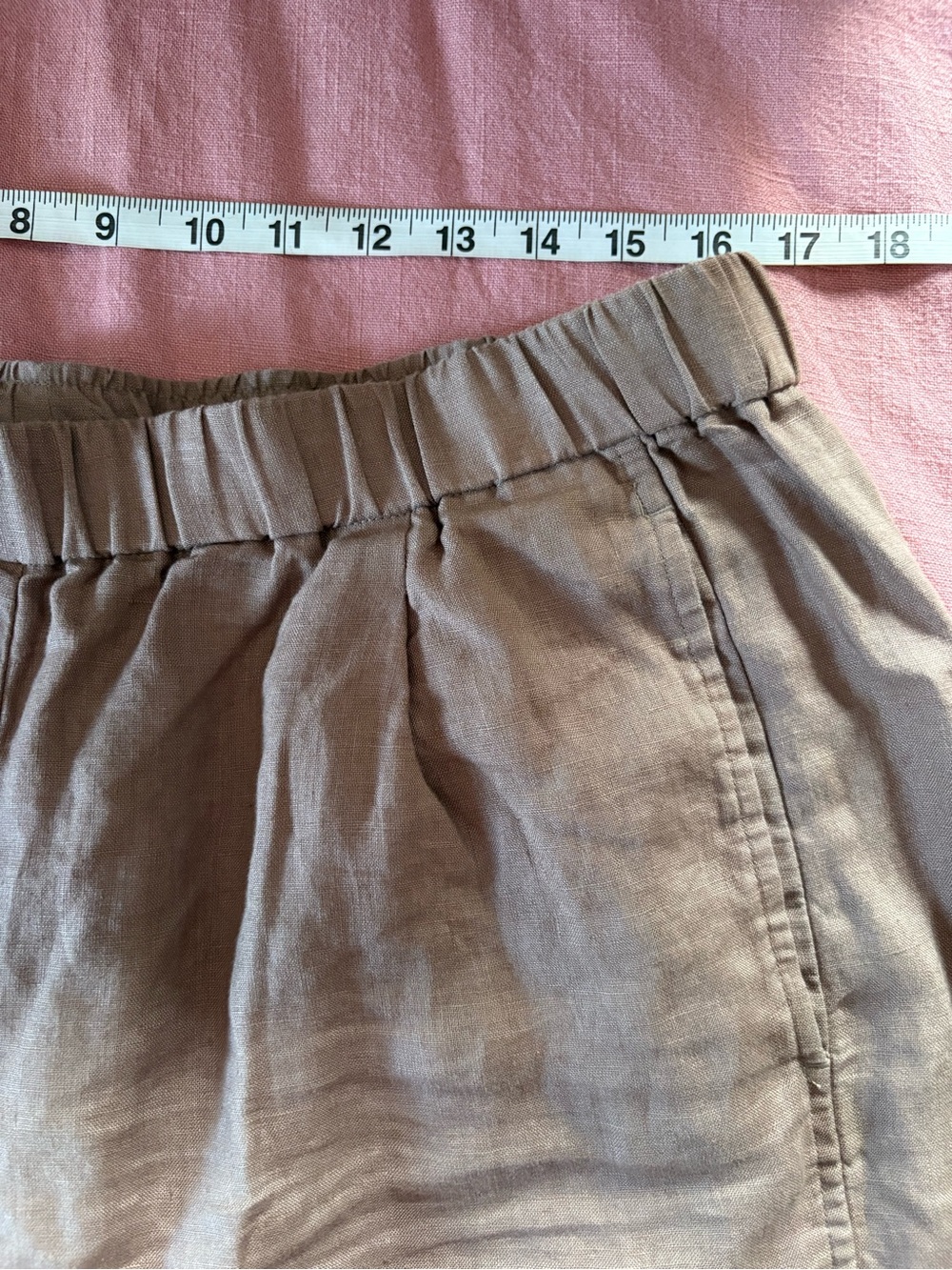 Eileen Fisher Organic Linen Pleated Lantern Pant in Taupe/Cocoa L - Picture 7 of 11